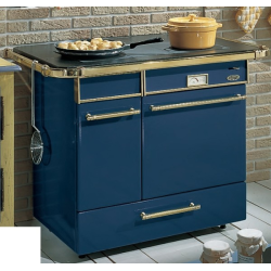 Cuisinière à bois et charbon de Godin Châtelaine 6755 décor, émaillé bleu france