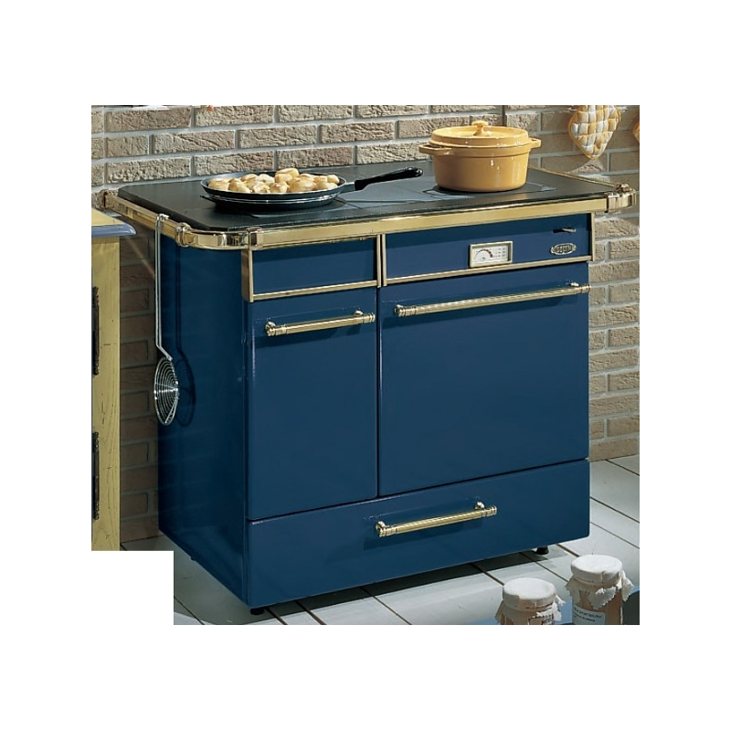 Cuisinière à bois et charbon de Godin Châtelaine 6755 décor, émaillé bleu france