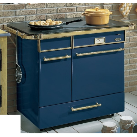 Cuisinière à bois et charbon de Godin Châtelaine 6755 décor, émaillé bleu france