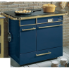 Cuisinière à bois et charbon de Godin Châtelaine 6755 décor, émaillé bleu france