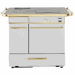 Cuisinière à bois Godin La châtelaine 6155 version rustique coloris blanc