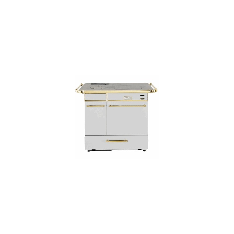 Cuisinière à bois Godin La châtelaine 6155 version rustique coloris blanc