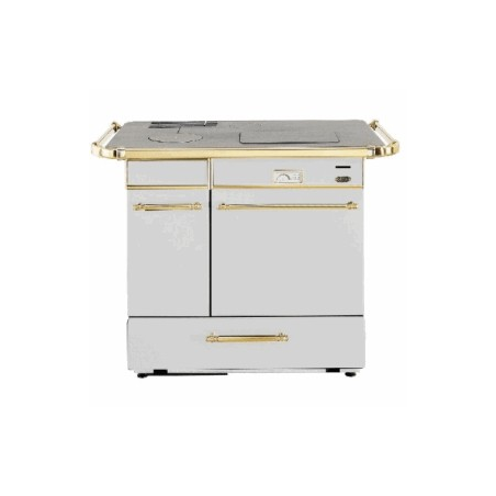 Cuisinière à bois Godin La châtelaine 6155 version rustique coloris blanc