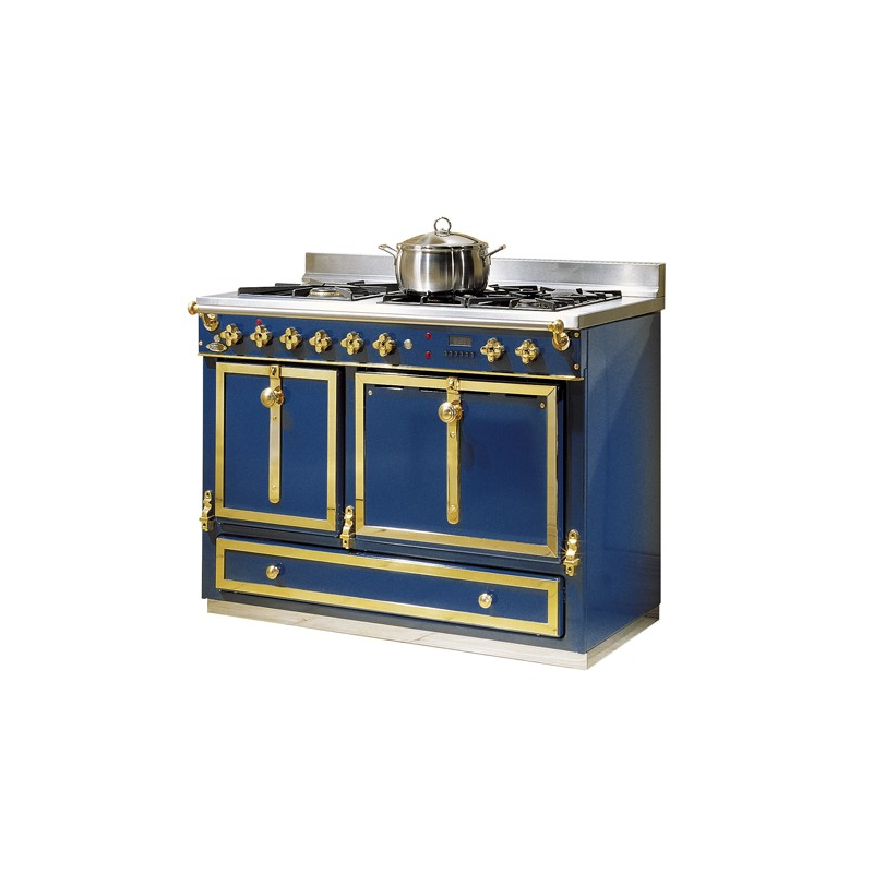 Cuisinière à bois et charbon de Godin Châtelaine 6755 décor, émaillé bleu france