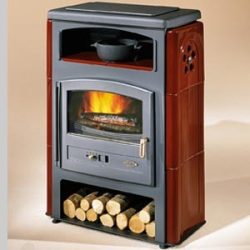 Wok fonte Godin émaillée avec couvercle verre 908004
