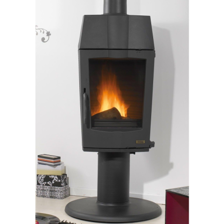 Poêle à bois MISTI PIED TOURNANT 389105 Finition fonte noir anthracite de GODIN