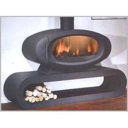 Poêle GODIN bois et charbon tout fonte Eco 3760 peint anthracite - panneaux émaillé sable