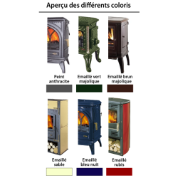 Poêle GODIN à bois  Le Petit Carvin 366124 peint anthracite sur socle avec porte chapelle