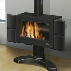 Poêle à bois LE ROLLING 369115 Finition acier peint anthracite avec décors inox de GODIN