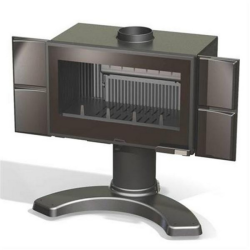 Poêle à bois LE BERMUDES 377101 Finition acier et inox peint anthracite et décors inox de GODIN