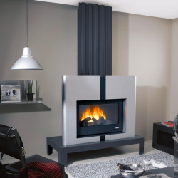 Poêle à bois LE VULCANIA 368106 Peint anthracite et gris alu de GODIN